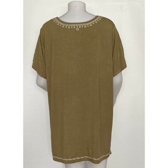 Women’s plus Size 1X blouse Philosophy olive Green embroidery on the front - Picture 4 of 12